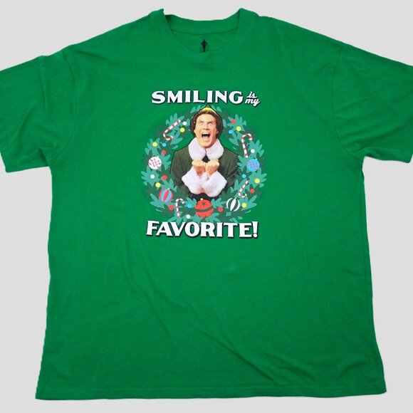 Elf Smiling is my Favorite t-shirt XL Christmas Buddy the Elf Will Ferrell Green - Picture 1 of 6